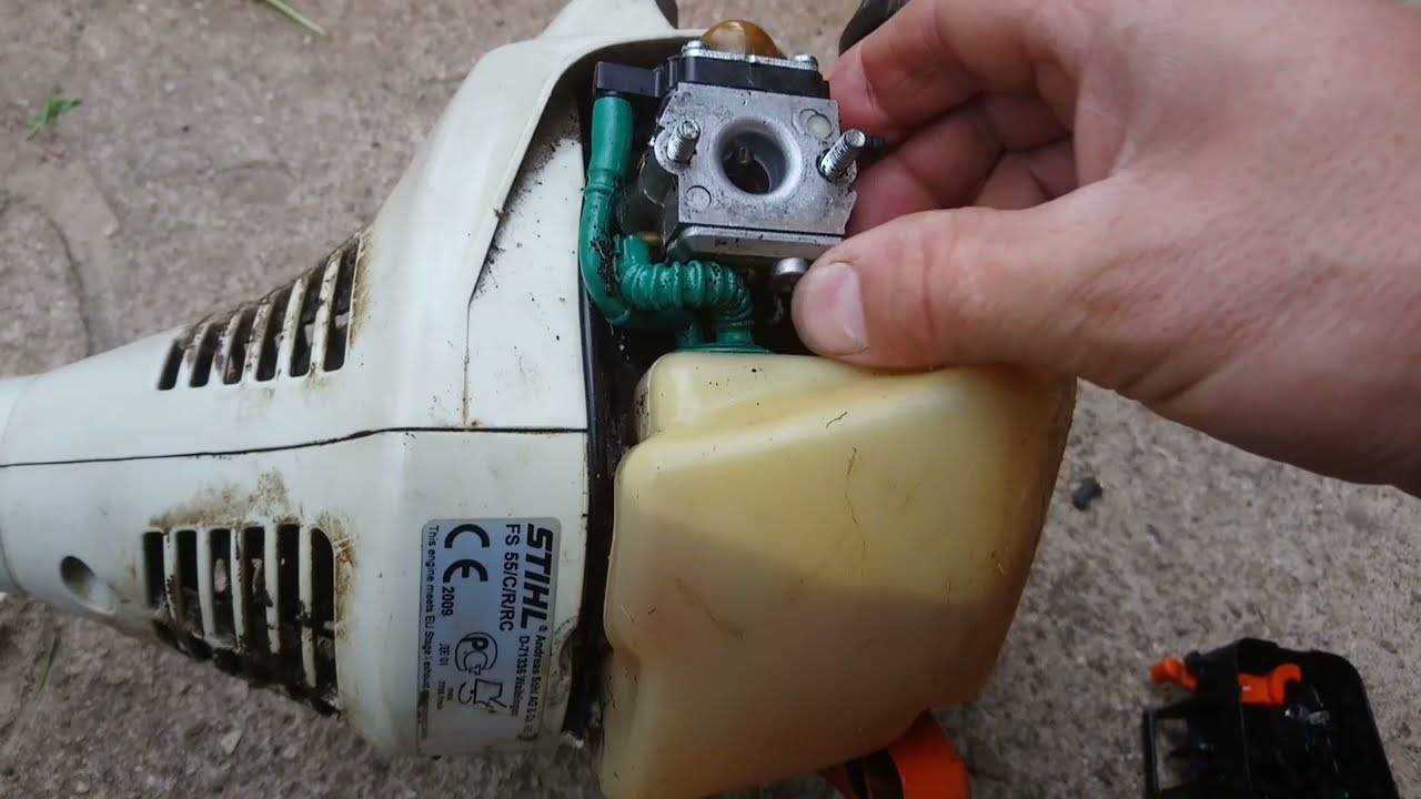 Косилка штиль фс-38 и 55 (stihl fs) — инструкция по эксплуатации, ремонт своими руками, как снять катушку с триммера и завести бензокосу