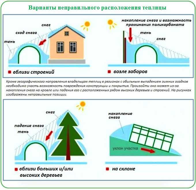 Как правильно расположить теплицу на участке по сторонам света Как учитывать при этом особенности ландшафта Какие почвы подходят для строительства теплицы Как поставить конструкцию из поликарбоната
